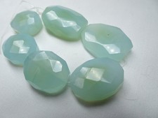 4 1/2" Strand Chalcedony Faceted Oval Stone Beads 14-23mm Long A310 DNG