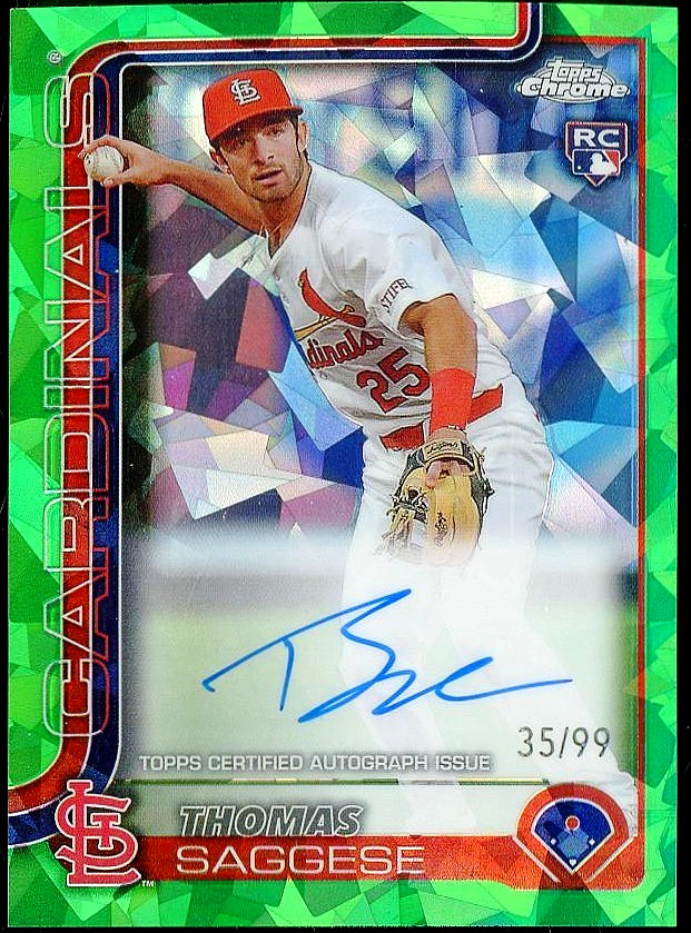2025 Topps Chrome Sapphire Autograph - Thomas Saggese GREEN AUTO #35/99 RC