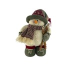 Weighted Plush Snowman With Skis & Striped Scarf Festive Winter Decor Seasonal