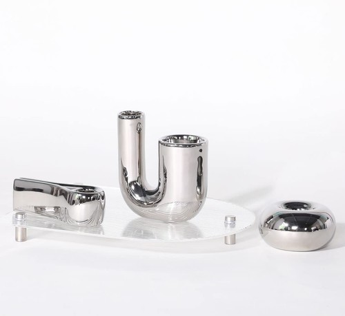 Silver Candlestick Holders, Decorative Taper Candle Holder Set Decor for Tabl... - Foto 1 di 7