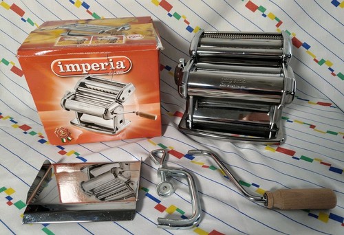 Imperia Pasta Machine Double Cutter Adjustable Chrome Steel Made In Italy