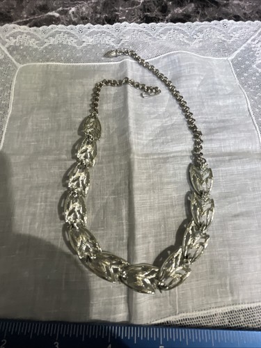 Vintage Silver Tone Blue AB Rhonestone 18" Necklace HM-83 - Picture 6 of 7