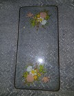 ​Vintage Reversible Floral Bent Glass Trinket Dish Sunken Dresser Tray Gold Trim — photo 5