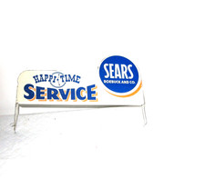 Marx Sears Roebuck Happi Time Service Toy Station Pressed Metal Display Sign 50s