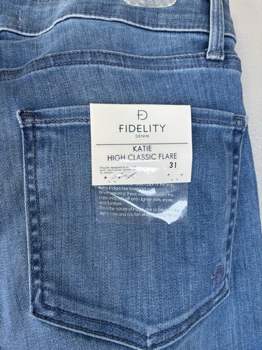 Fidelity Denim Damen 31 Katie Hose hoch klassisch ausgestellt neu mit Etikett roher Saum mittlere Waschung - Bild 5 von 10