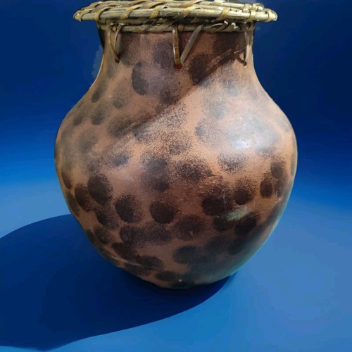 2 Margies Garden Terracotta Neutral Matte Pottery Planters Woven Rattan Rustic - Picture 9 of 18