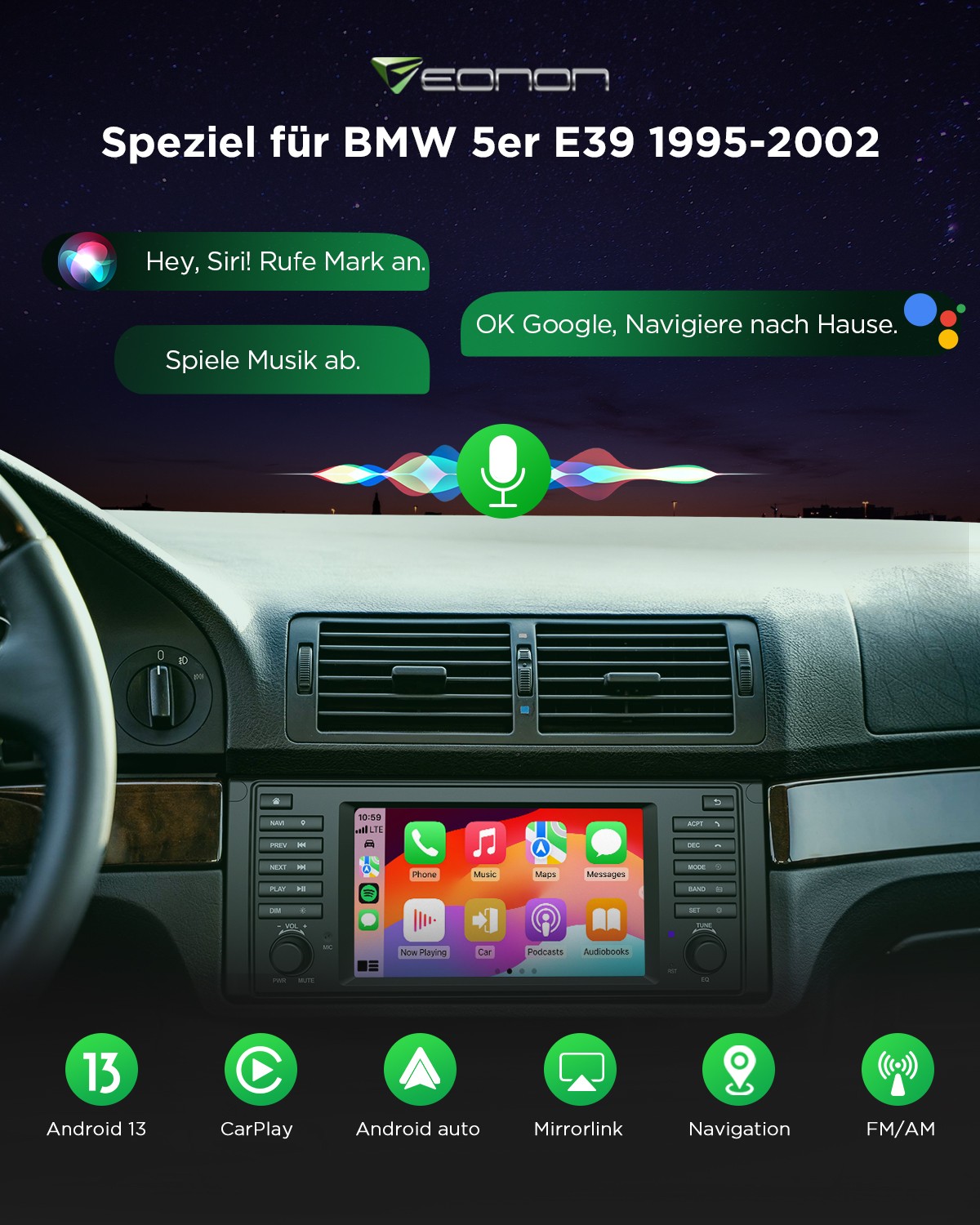 Für BMW E39 M5 520 Eonon Android 13 Autoradio CarPlay Navi Navigation Radio DAB