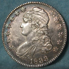 1833 Lettered Edge Capped Bust Silver Half Dollar AU-Uncirculated US Coin #554