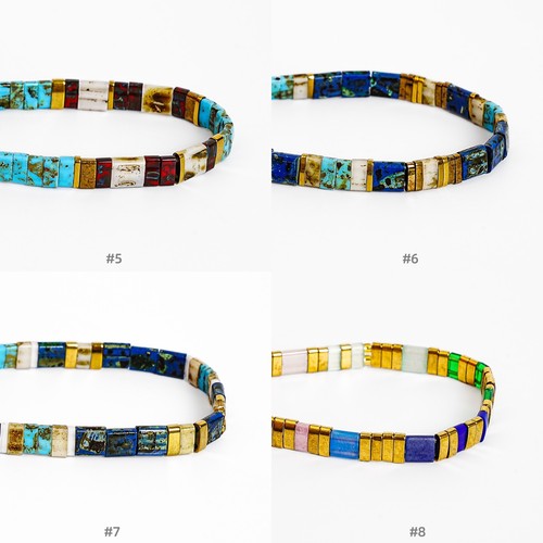 Tile Tila Bracelet,Stackable Boho Glass Bead Bracelet,Summer Jewelry OCEAN REEFS - Picture 5 of 39