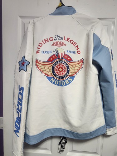MEN'S RACING WOVEN PU JACKET-Sky Blue/White - Picture 8 of 9
