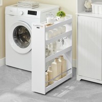 Sobuy Nischenregal Mit 4 Etagen,KüChenregal Mit Rollen,Badrollwagen,Weiß,Nsr01-W