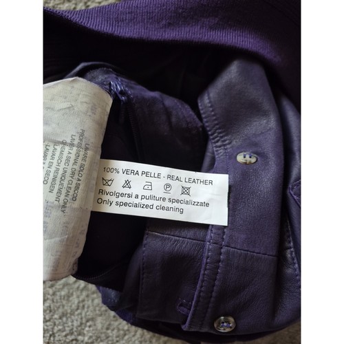 Valstarino Vera Pelle Leather Men Jacket - Purple - Faded - Size: 50 - Picture 14 of 14