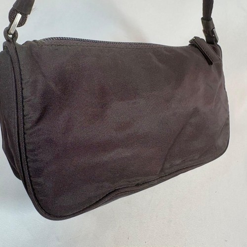 PRADA Accessory Pouch Hand Bag Tote Purse Logo Nylon Dark Brown Authentic - Picture 17 of 24