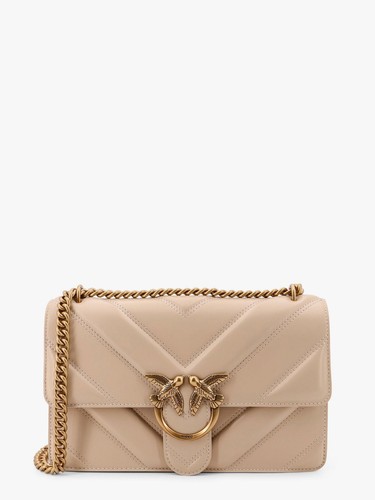 Pinko Love One Classic Matelassé Leather Shoulder Bag Love Birds Buckle