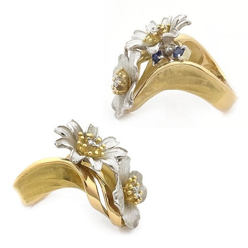 NOBUKO ISHIKAWA as time flower motif Ring diamond K18 Pt900YG US#5.75 P0032592 - Picture 3 of 4