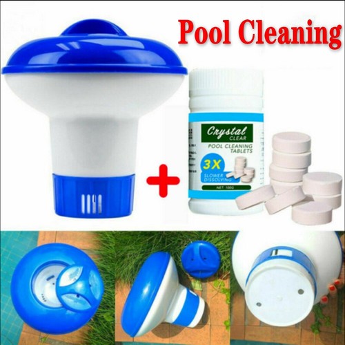 100 Chlorine Tablets +Floating Chemical Dispenser Hot Tub Swimming Pool Cleaning - Picture 10 of 13