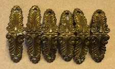 6 Matching Original Antique Ornate Brass Victorian Trunk Chest Box Corner Pieces