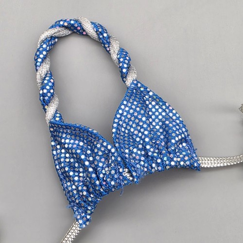 1995 SPARKLE BEACH SWIMSUIT BLUE SILVER BIKINI TOP FASHION DOLL CLOTHES - Picture 6 of 8