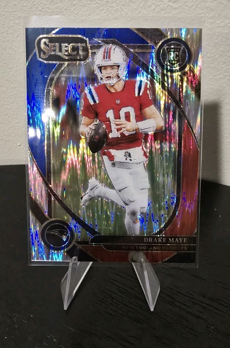 2024 Panini Select - Club Level Drake Maye #218 Red & Blue Shock Prizm (RC)