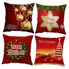 Set of 4 Christmas Pillow Covers 16x16 Inch Xmas 16" x 16" (Pack of 4) Xmas 11