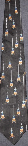"BUNGEE ROULETTE - MANY BUNGEE JUMPERS" CUTE ORIGINAL AFTER DARK 100% SILK TIE - Picture 2 of 3