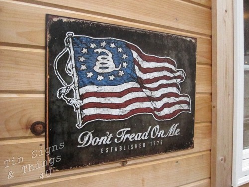 Don't Tread On Me USA Flag TIN SIGN patriotic garage bar rustic wall decor 1873 - Picture 4 of 5