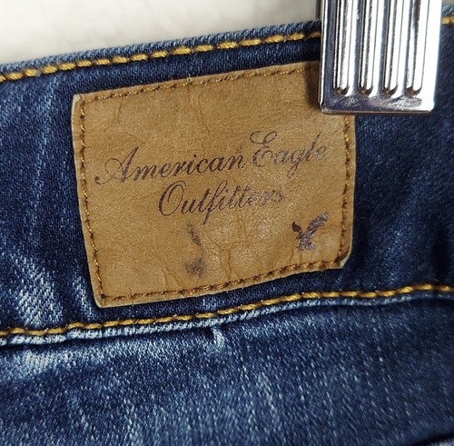 Pantalones Cortos America Eagle Para Mujer 4 Tiro Bajo Denim Envejecido Elástico Lavado Oscuro Playa - Imagen 7 de 10