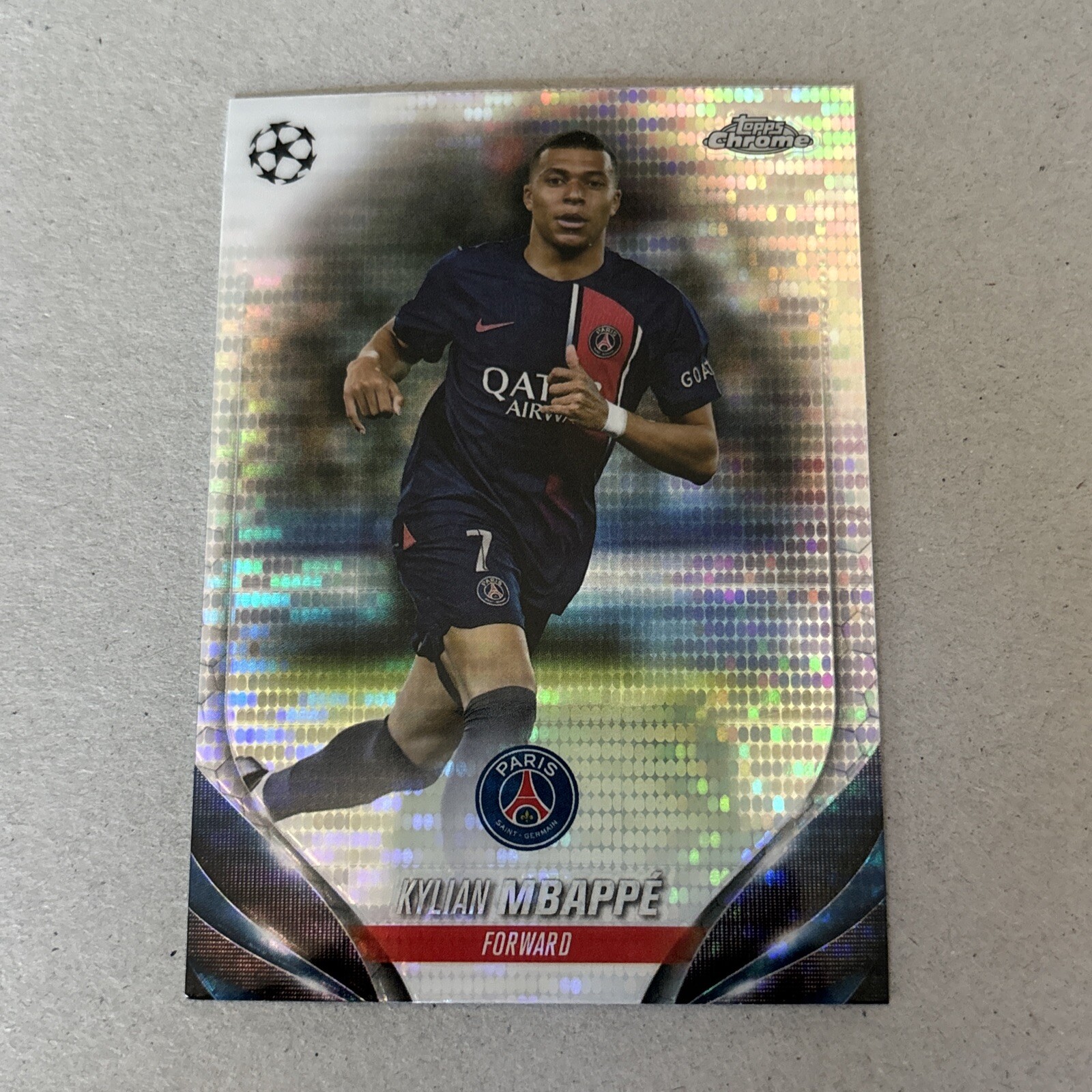 2023-24 Topps Chrome UEFA CC Kylian Mbappe Pulsar Refractor PSG Real Madrid PWE
