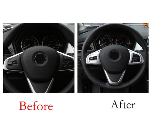 For BMW 2 Series Touring 2015-2019 Matte Silver Steering Wheel Switch Cover Trim - Picture 9 of 18