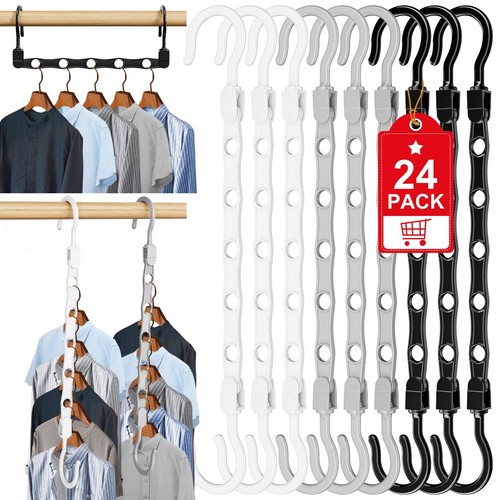 24 Stück Platzsparende Magische Kleiderbügel Schrank Organizer für Wohnung College Wohnheim - Bild 1 von 7