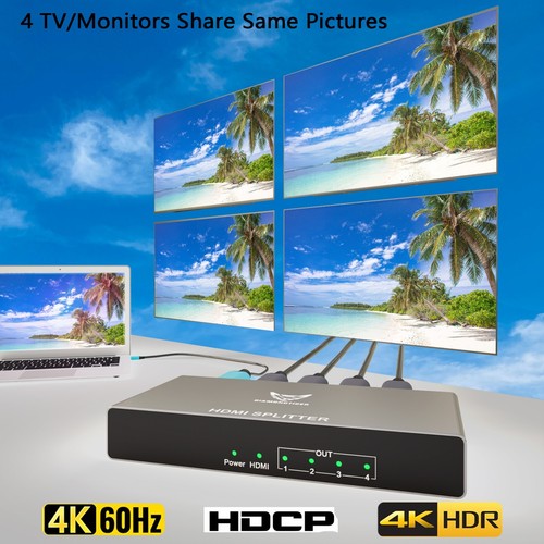 4K HDMI Splitter 1 in 4 out, Ultra HD 4K@60Hz, EDID, HDMI 2.0, HDCP 2.2 - Imagen 3 de 7