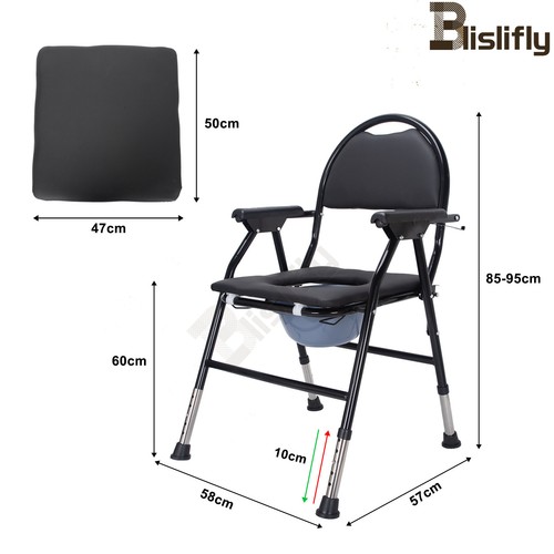Adjustable Lightweight Toilet Chair Shower Commode Seat Potty High Back Seat - Picture 3 of 14