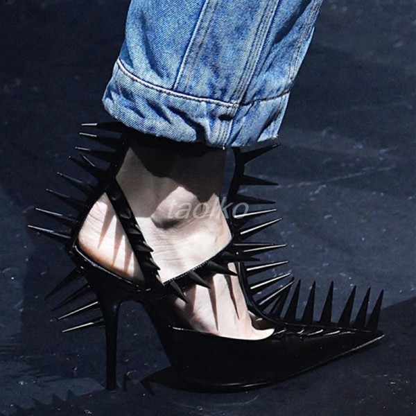 New punk punk punk Rivets femmes Occident Pointed Te Straps High Stilettos Party Sandals 3c0651 New punk punk punk Rivets femmes Occident Pointed Te Straps High Stilettos Party Sandals 3c0651
