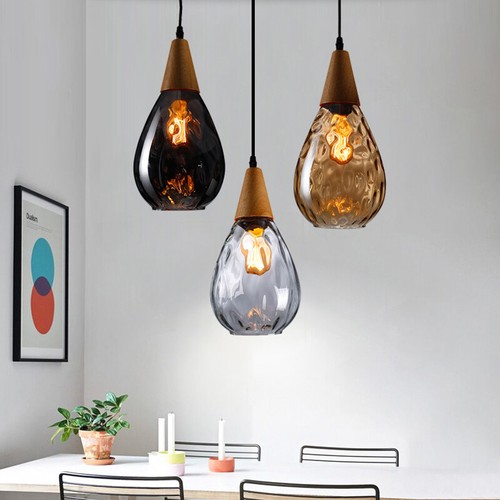 Glass Pendant Light Kitchen Lamp Wood Modern Ceiling Lights Bar Pendant Lighting - Picture 6 of 6