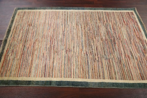 Striped Gabbeh Kashkoli Oriental Area Rug Wool Handmade Contemporary Carpet 4x6 - Picture 9 of 12