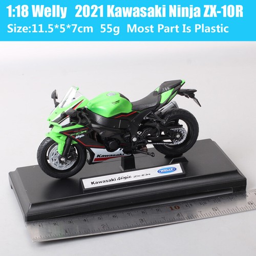 1/18 Scale Welly 2021 Kawasaki Ninja ZX10R Motorcycle Diecast Model Toy Green - Picture 2 of 24