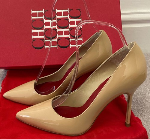 CH CAROLINA HERRERA Nude Beige Leather Pointed Toe High Pumps Shoes 38 NEW! - Picture 1 of 8