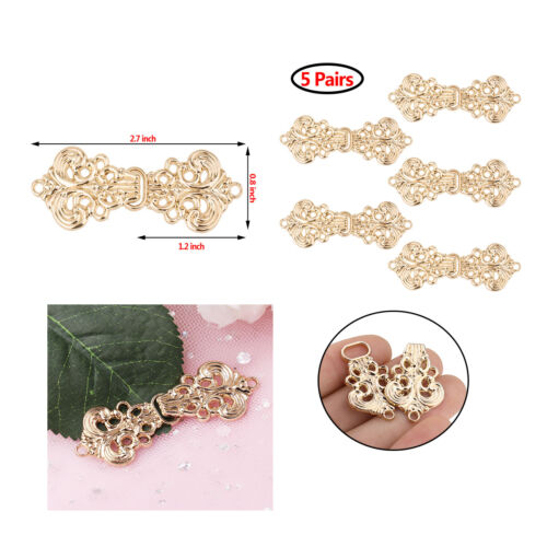 5 Pairs Fashion Swirl Flower Cape Cloak Clasp Fasteners Sew On_Hooks Eyes Clip - Picture 6 of 55