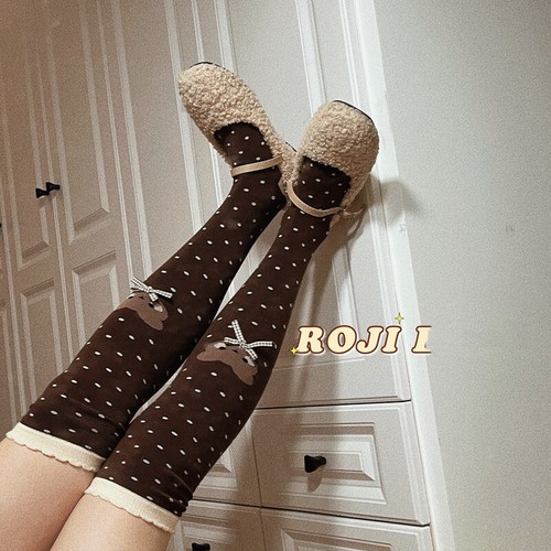Women kawaii Girls Bow Lolita Cotton Over Knee Socks stockings Japanese Autumn - Picture 5 of 13