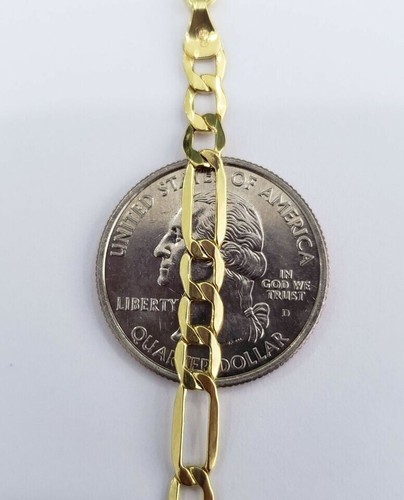100% Real 10k Yellow Gold Figaro Link Chain Necklace 4.5MM Chain Unisex - Picture 2 of 11