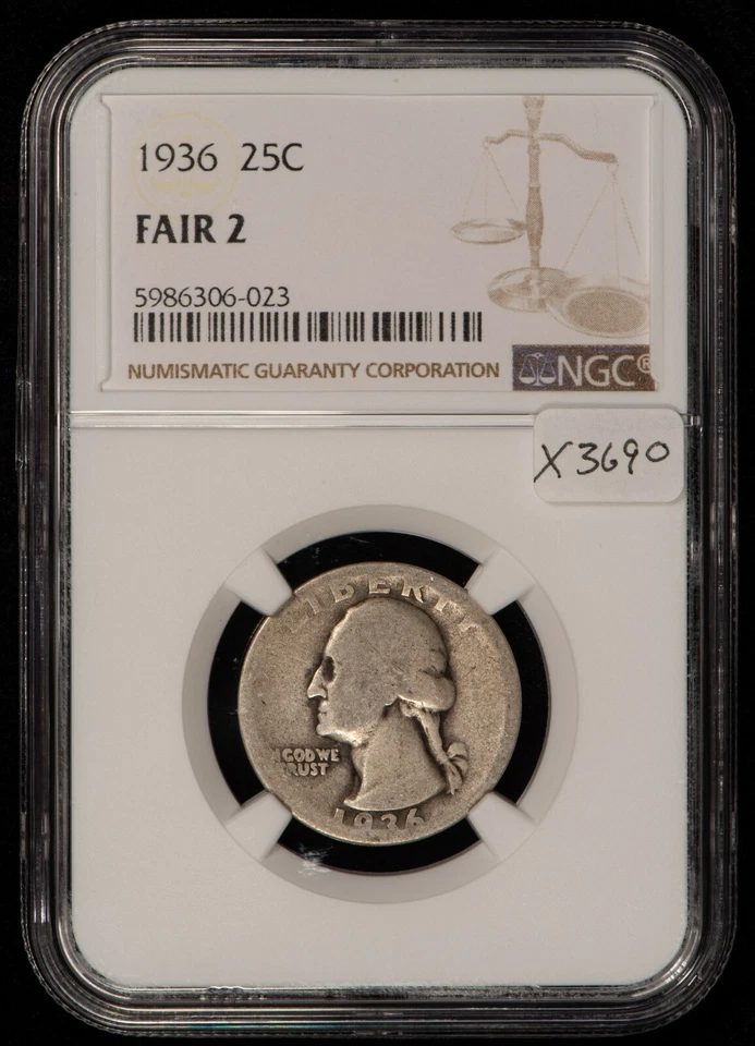 1936 25c Silver Washington Quarter - DDO FS-101 - NGC Fair 2 - SKU-X3690 - Image 2 of 4