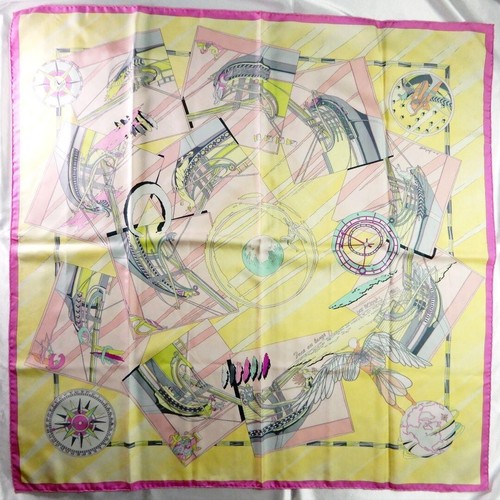 HERMES Carre 90 Silk 100% Scarf Face au large Multicolor Authentic Used - Picture 5 of 14