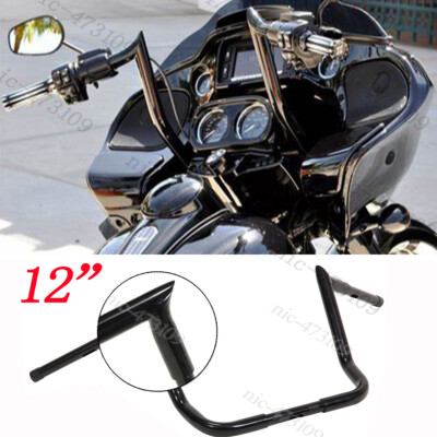 Black 12'' Rise Meat Hook 1'' Handlebar for Harley Electra Street Glide 1986-up