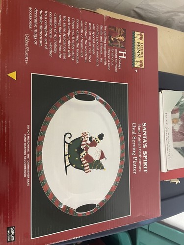 Debbie Mumm Santa's Spirit Large Oval Platter Sakura NIB New In Box - Picture 2 of 3