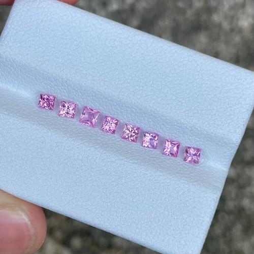 1.01 carats 8 Piece Pink Spinel Gems Lot Princess Cut from Tajikistan - Picture 3 of 4