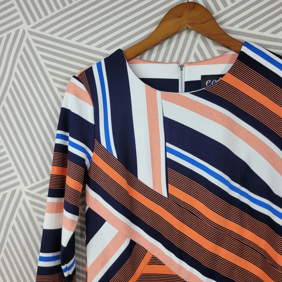 Vestido Eci Funda Profesional Carrera Talla 6 Capas Rayas Azul Marino Naranja Foto 3 de 4