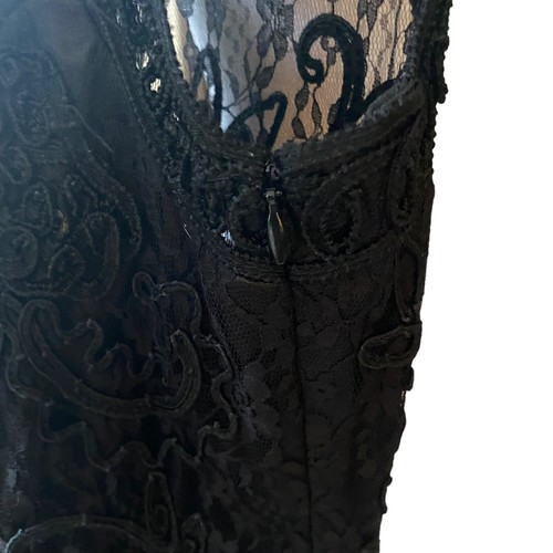 Sue Wong Nocturne Size Small Black Lace Embroidered Mesh Dress V Neck U203 - Picture 2 of 9