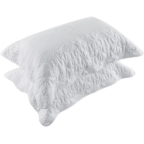 Pillow Shams Standard Size Set Of 2 Ultra Soft Breathable Quilted Embroidery Pil