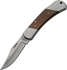 Rite Edge USA Lockback Folding Knife 3.88" 440C Steel Blade Brown Wood Handle