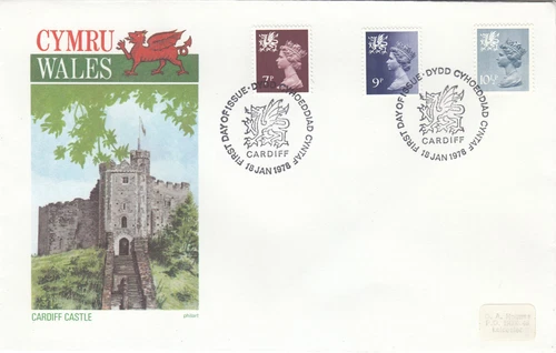 10.5p 9p 7p GB Wales Philart FDC Cardiff 1978 (144006)